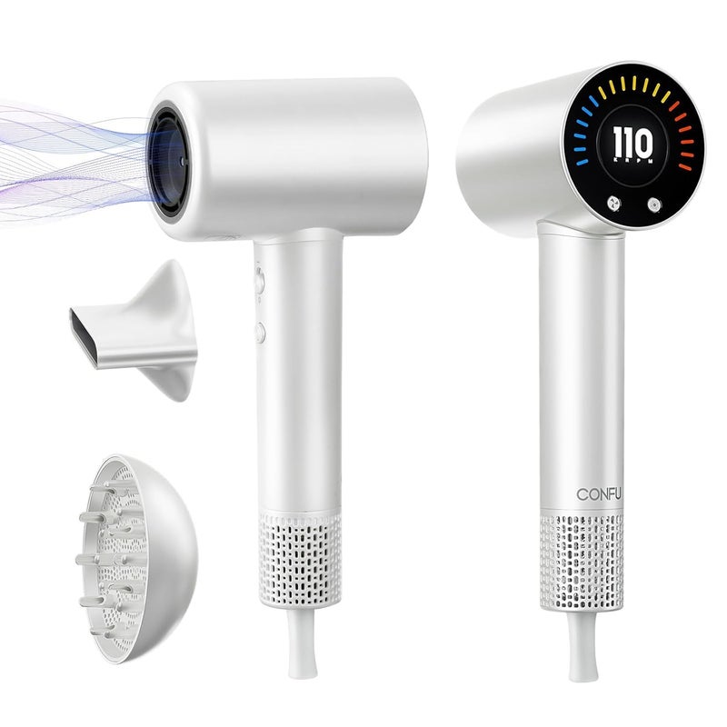 CONFU Hair Dryer, 110000 RPM Fast Drying Blow Dryer with Magnetic Diffuser and Concentrator, Professional Lightweight Ionic Hair Dryer for Women and Men - Image 1